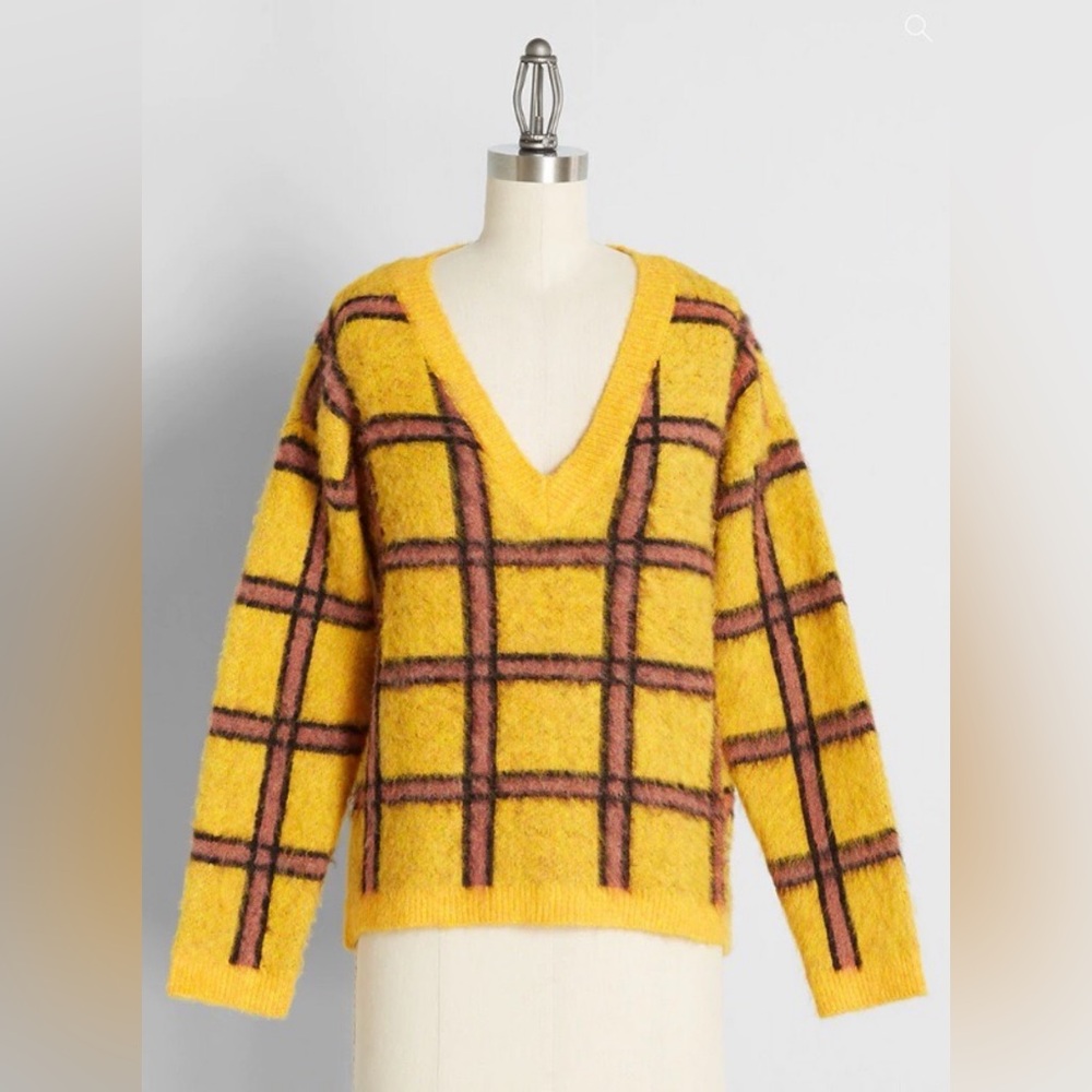 ModCloth Plaid V-neck Sweater